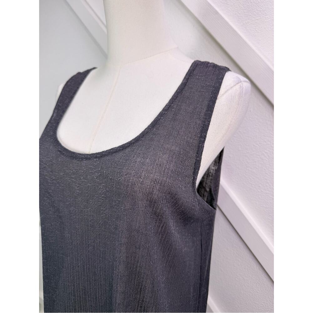 Sandwich Sheer Knit Tank Dress Gray Sleeveless Midi Swim Cover Up Medium - Picture 2 of 10
